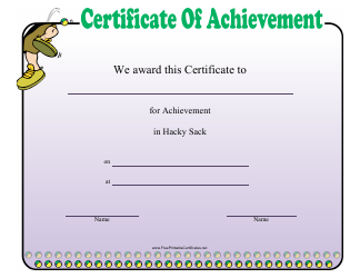 Document preview: Hacky Sack Certificate of Achievement Template