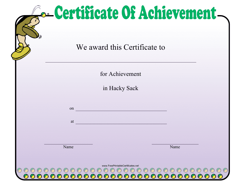 &quot;Hacky Sack Certificate of Achievement Template&quot; Download Pdf