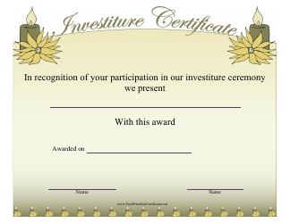 &quot;Investiture Certificate of Participation Template&quot;