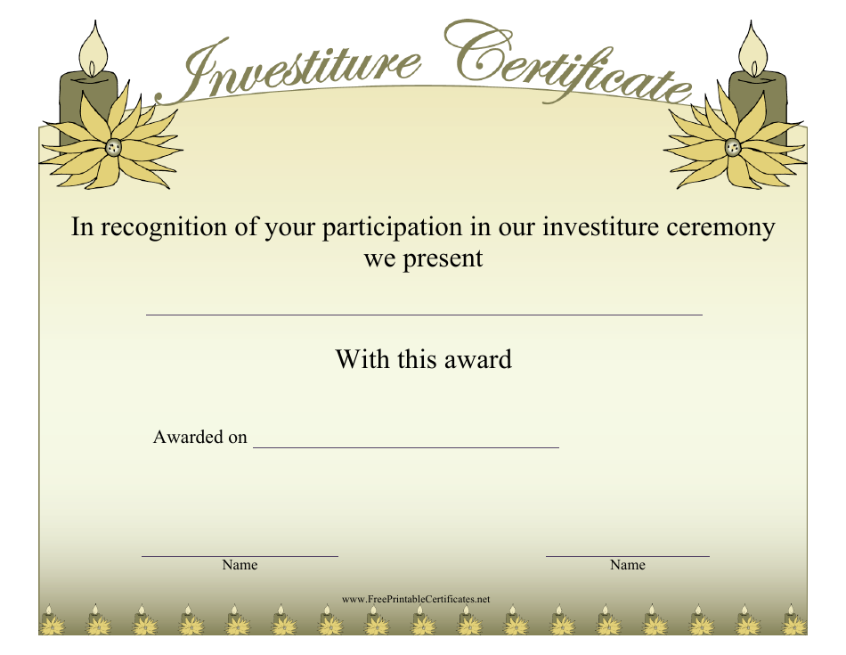 Investiture Certificate of Participation Template Preview