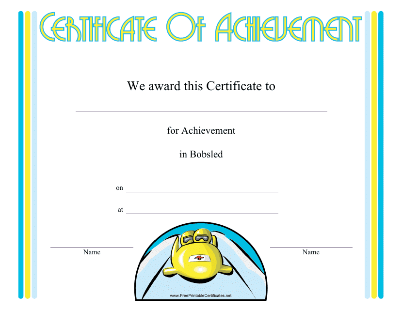 Bobsled Certificate of Achievement Template