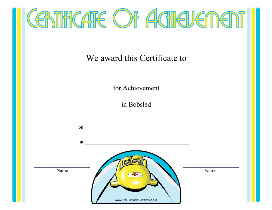 Bobsled Certificate of Achievement Template Preview
