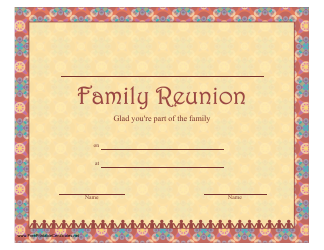 Document preview: Family Reunion Certificate Template - Varicolored