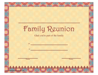 Family Reunion Certificate Template Download Printable PDF | Templateroller