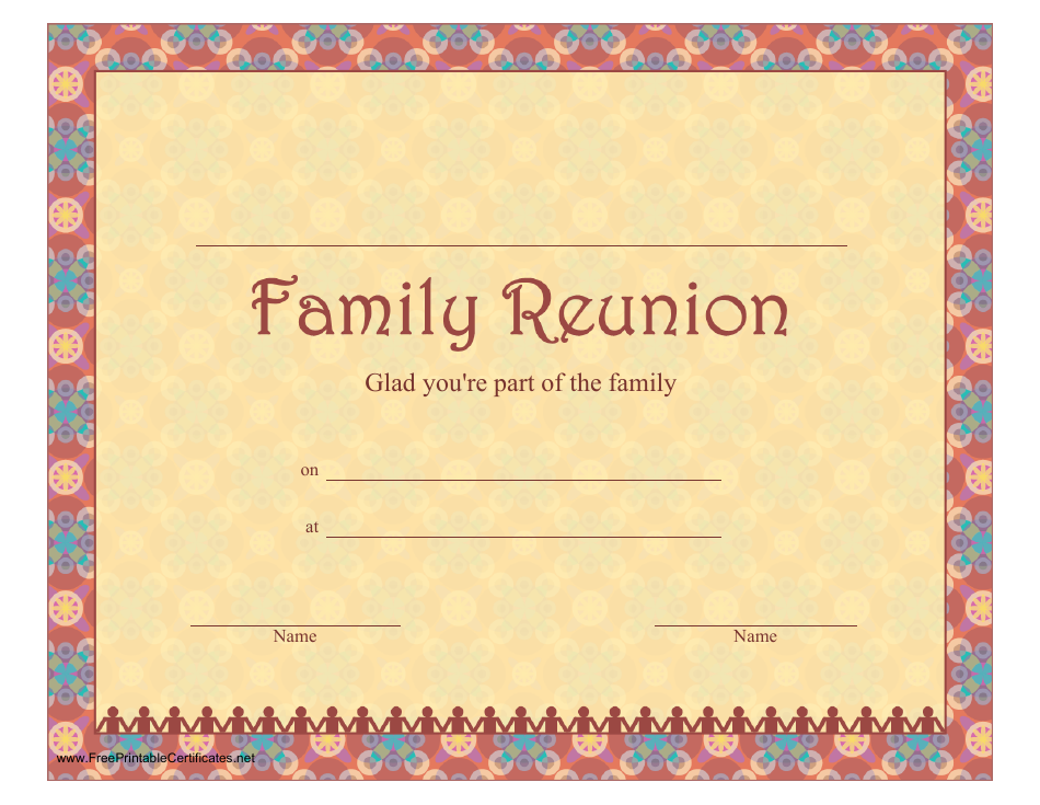 Family Reunion Certificate Template - Varicolored