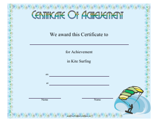 Document preview: Kite Surfing Certificate of Achievement Template