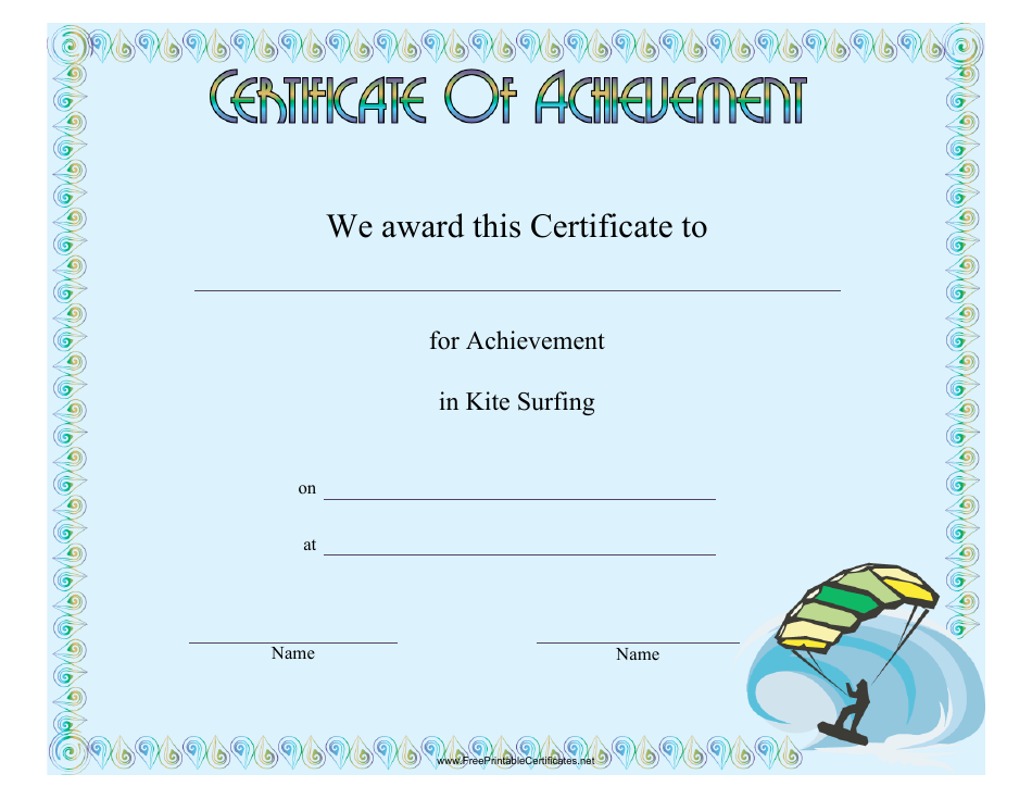 customizable Kite Surfing Certificate of Achievemenet template