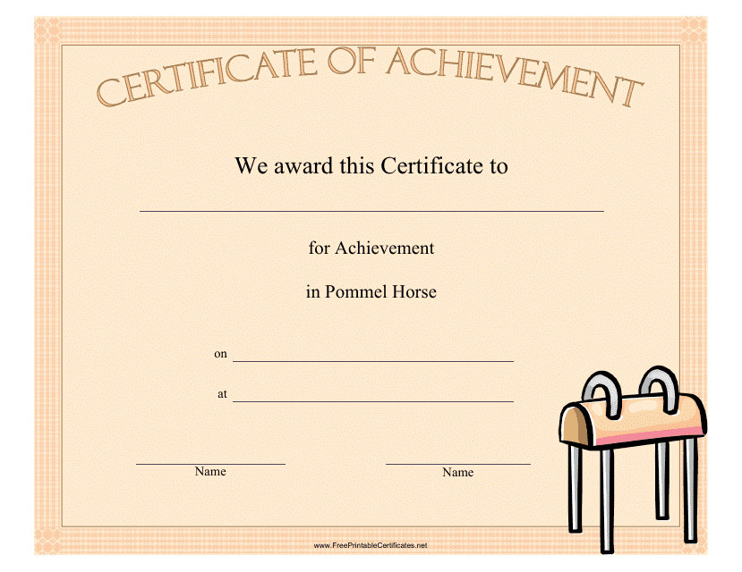 Gymnastics Pommel Horse Certificate of Achievement Template
