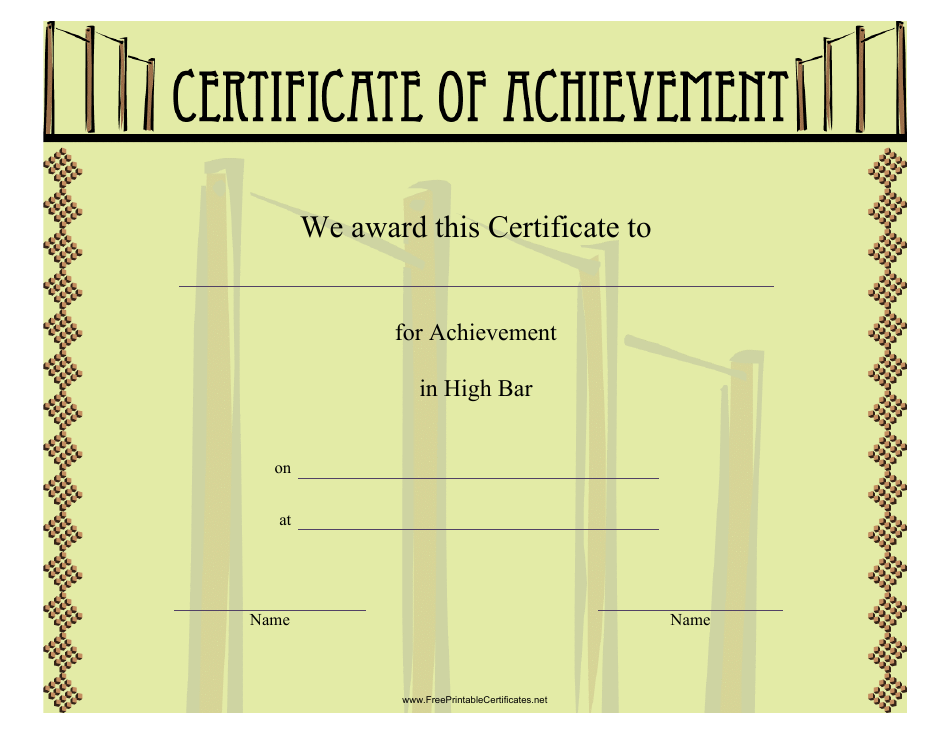 Gymnastics High Bar Certificate of Achievement Template Preview Image