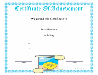 &quot;Rafting Certificate of Achievement Template&quot;