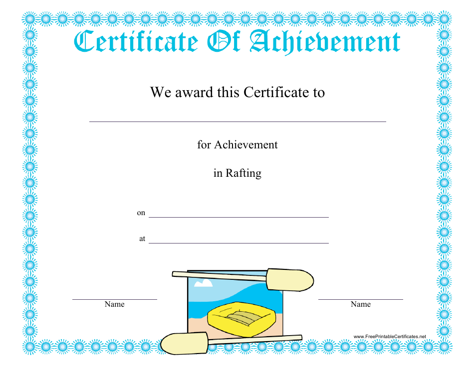 Rafting Certificate of Achievement Template - Preview Image