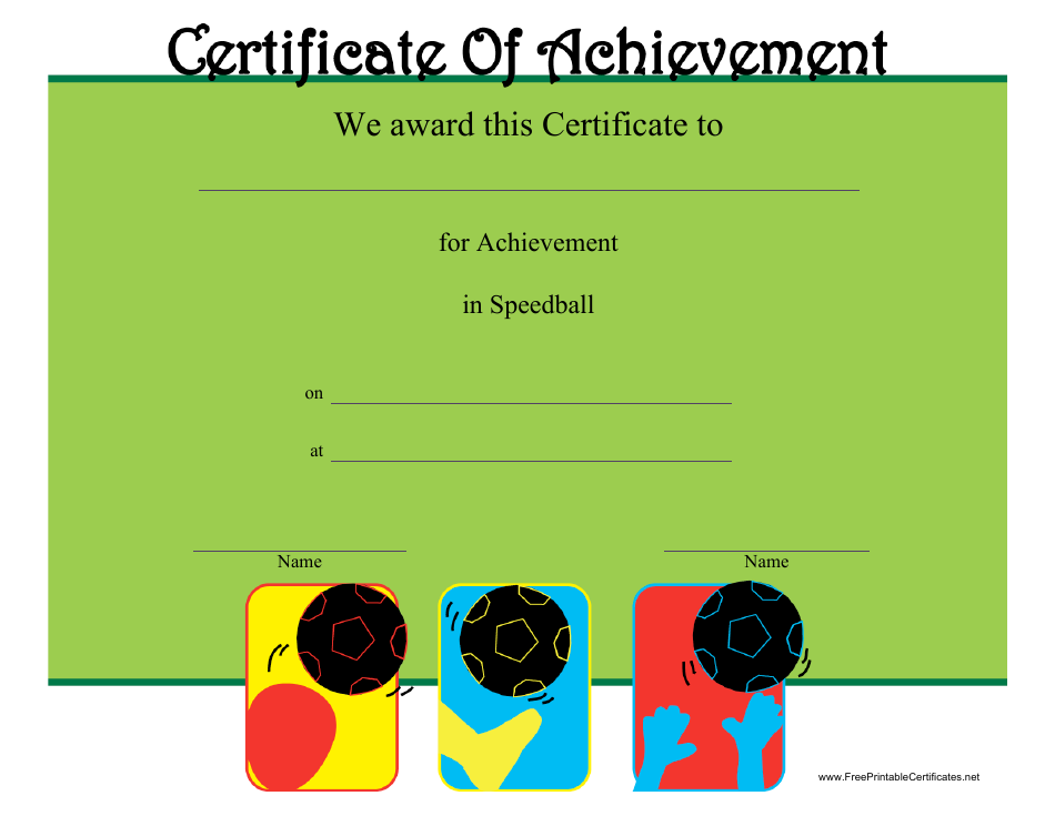 Speedball Certificate of Achievement Template Preview