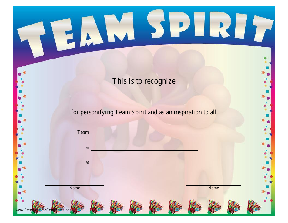 Team Spirit Certificate Template - customizable design for acknowledging teamwork achievements