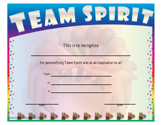 Document preview: Team Spirit Certificate Template