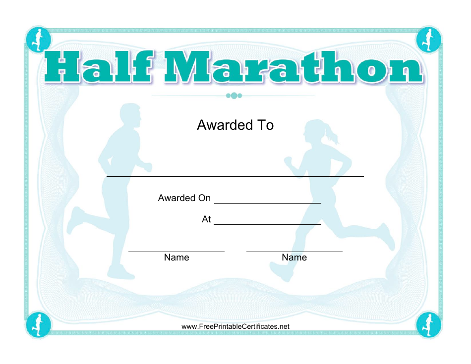 Half Marathon Award Certificate Template, Page 1