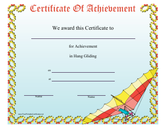 Document preview: Hang Gliding Certificate of Achievement Template