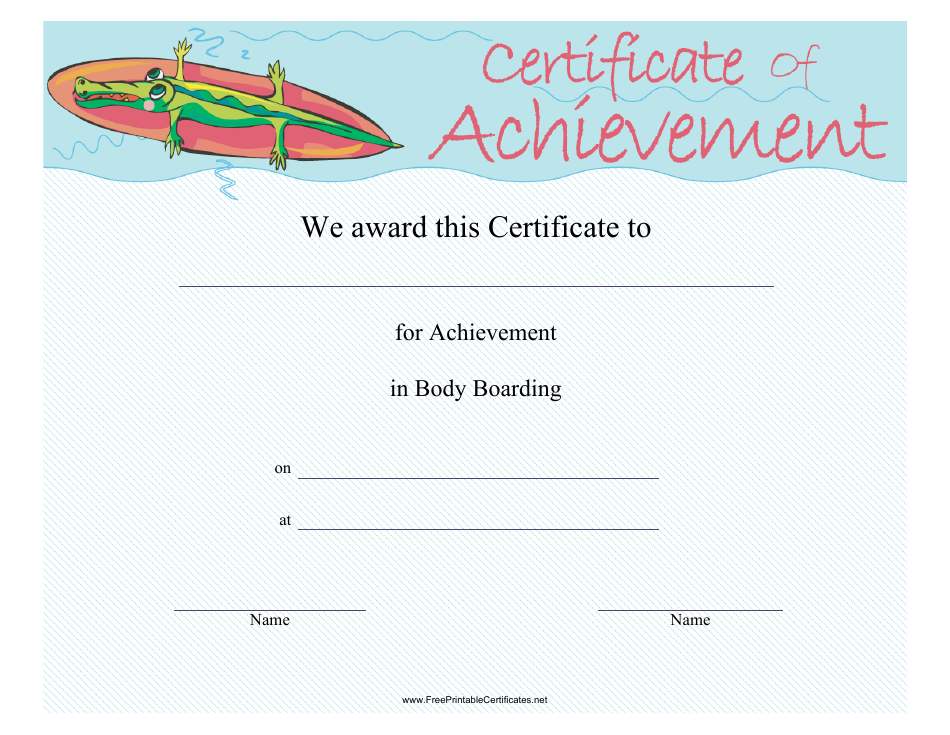 Body Boarding Certificate of Achievement Template Image Preview