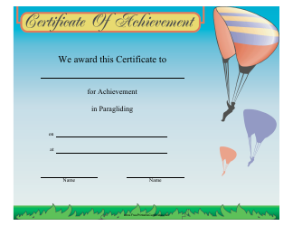 &quot;Paragliding Certificate of Achievement Template&quot;