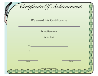 &quot;Jai Alai Certificate of Achievement Template&quot;