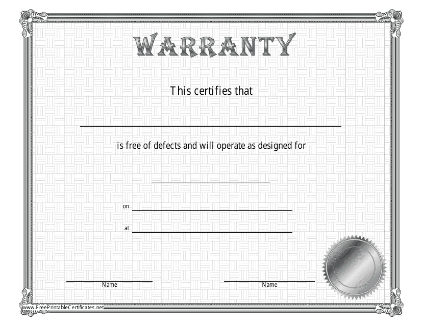 Warranty Certificate Template