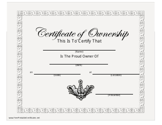 &quot;Certificate of Ownership Template&quot;