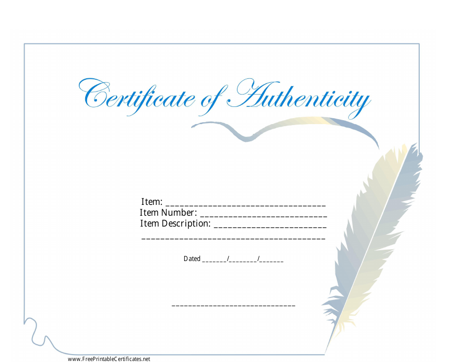 Certificate of Authenticity Template - Beige and Blue, Page 1
