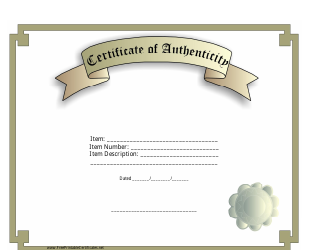 Document preview: Certificate of Authenticity Template - Beige