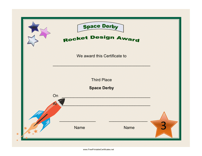 Space Derby Third Place Certificate Template