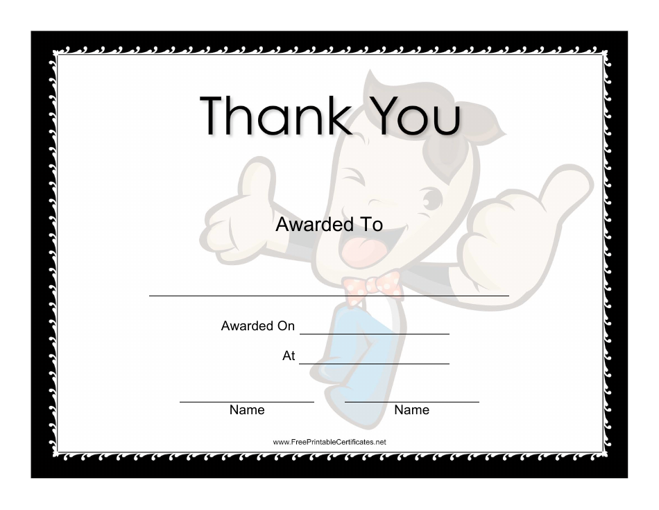 Thank You Large Certificate Template, Page 1