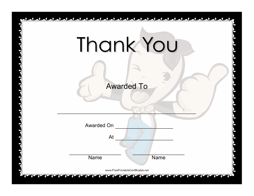 &quot;Thank You Large Certificate Template&quot; Download Pdf