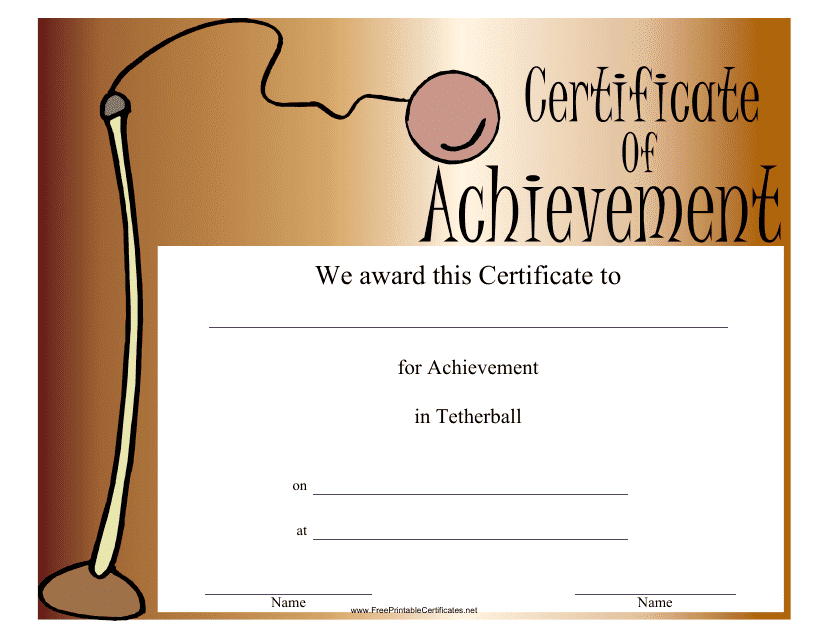 Tetherball Certificate of Achievement Template