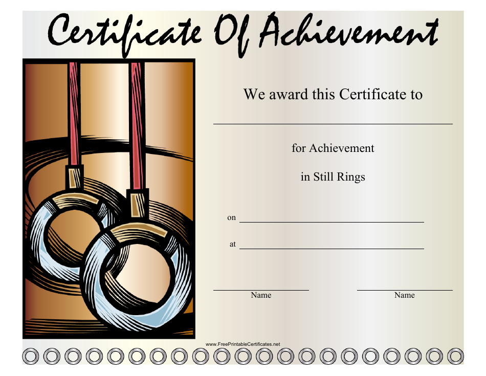 Gymnastics Still Rings Certificate of Achievement Template - a professionally designed certificate template for gymnasts