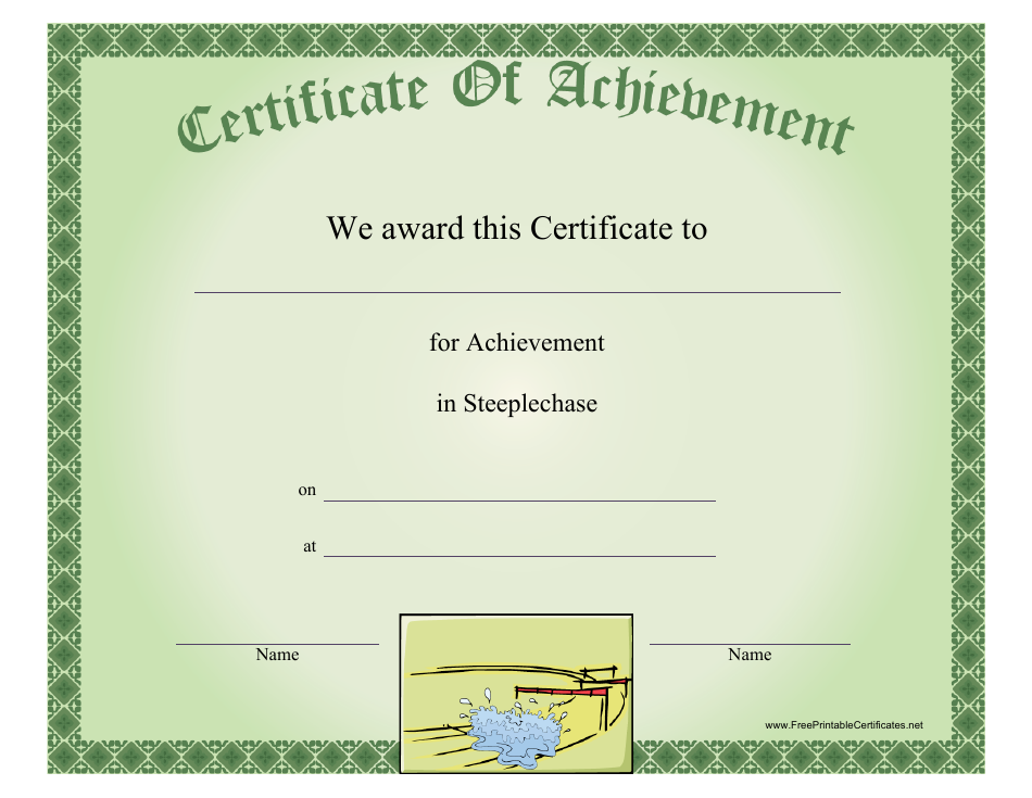 Steeplechase Certificate of Achievement Template - Green Image Preview