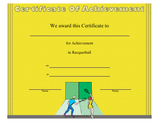 &quot;Racquetball Certificate of Achievement Template&quot;