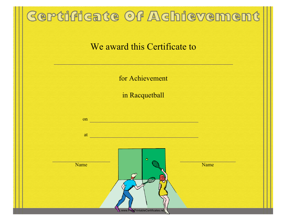 Racquetball Certificate of Achievement Template Image Preview