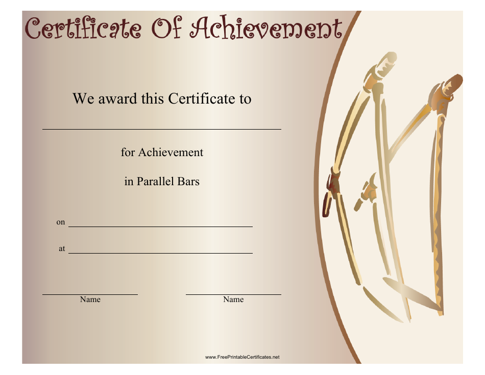Gymnastics Parallel Bars Certificate of Achievement Template - Preview