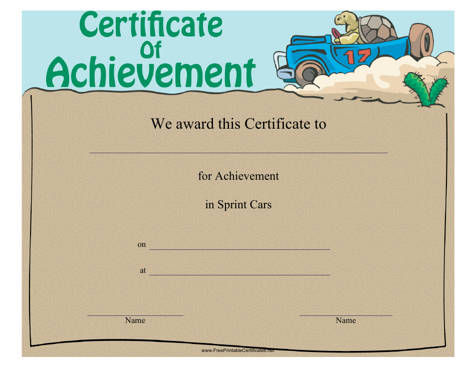 Sprint Cars Certificate of Achievement Template Image Preview