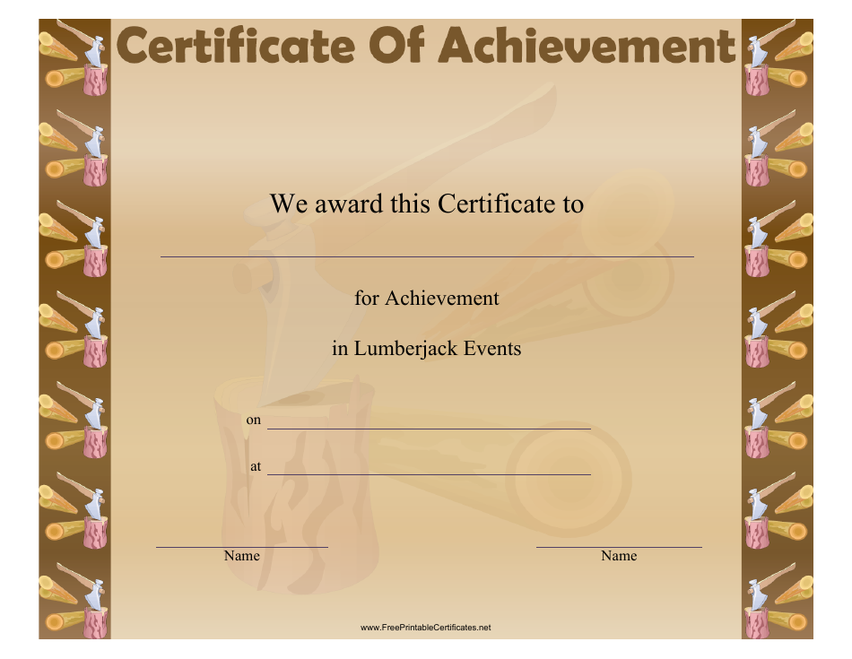 Lumberjack Events Certificate of Achievement Template - Preview