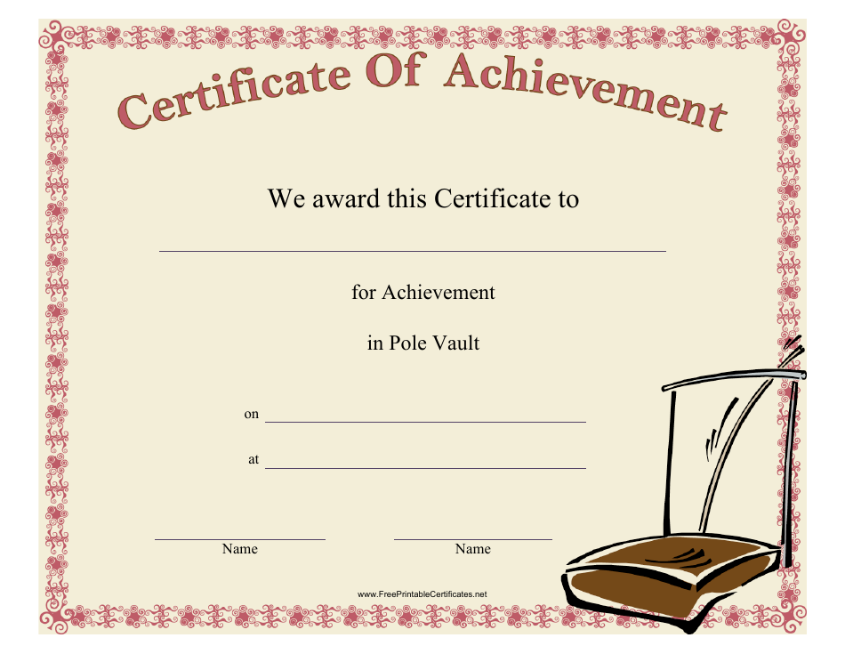 Pole Vault Certificate of Achievement Template