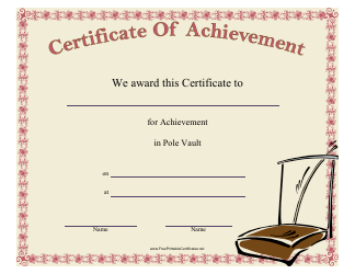 Document preview: Pole Vault Certificate of Achievement Template