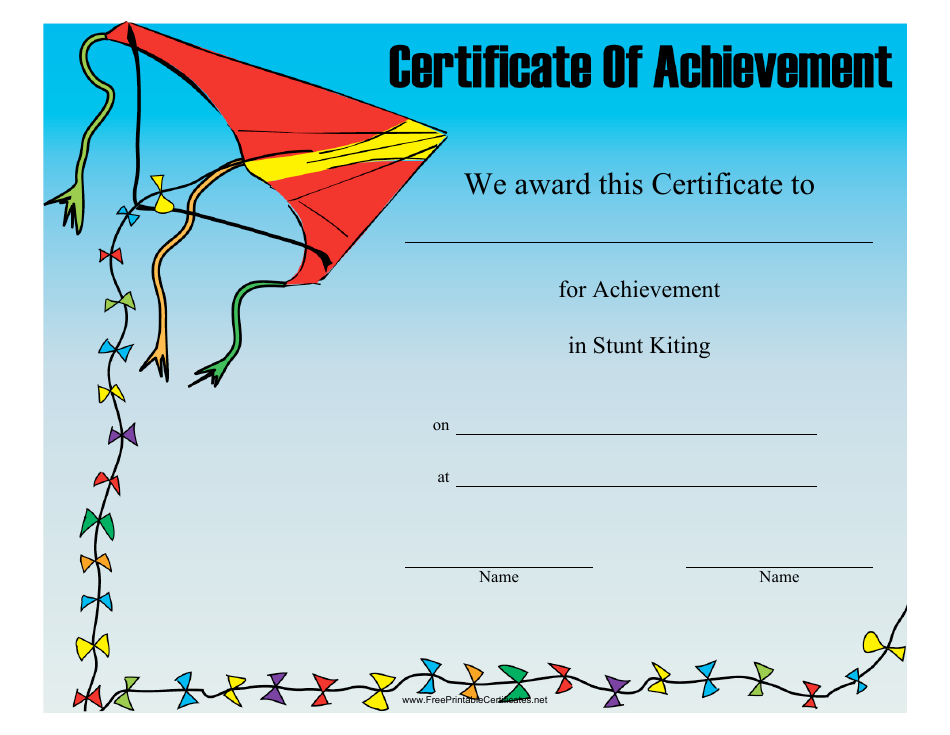 Stunt Kiting Certificate of Achievement Template