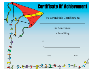 Document preview: Stunt Kiting Certificate of Achievement Template