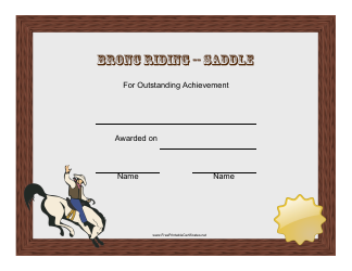 Document preview: Saddle Bronc Riding Rodeo Certificate of Achievement Template