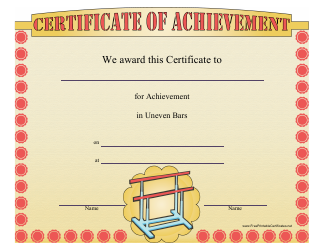 &quot;Uneven Bars Gymnastics Certificate of Achievement Template&quot;
