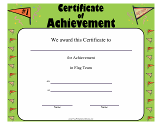 Document preview: Flag Team Certificate of Achievement Template