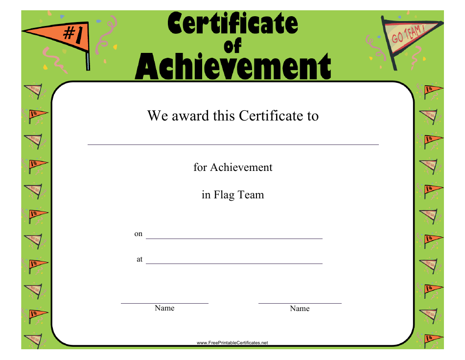 Flag Team Certificate of Achievement Template Image Preview
