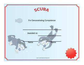 Document preview: Scuba Diving Certificate of Achievement Template - Red and Blue