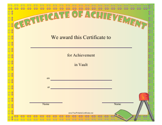 Document preview: Gymnastics Vault Certificate of Achievement Template