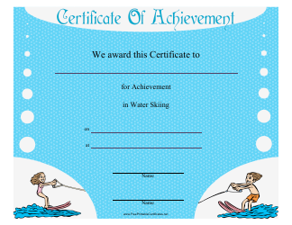 &quot;Water Skiing Achievement Certificate Template&quot;