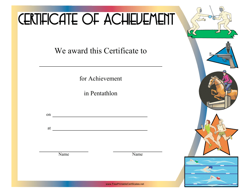 Pentathlon Certificate of Achievement Template